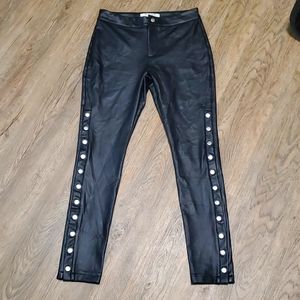 Leather pleather button up side goth pants